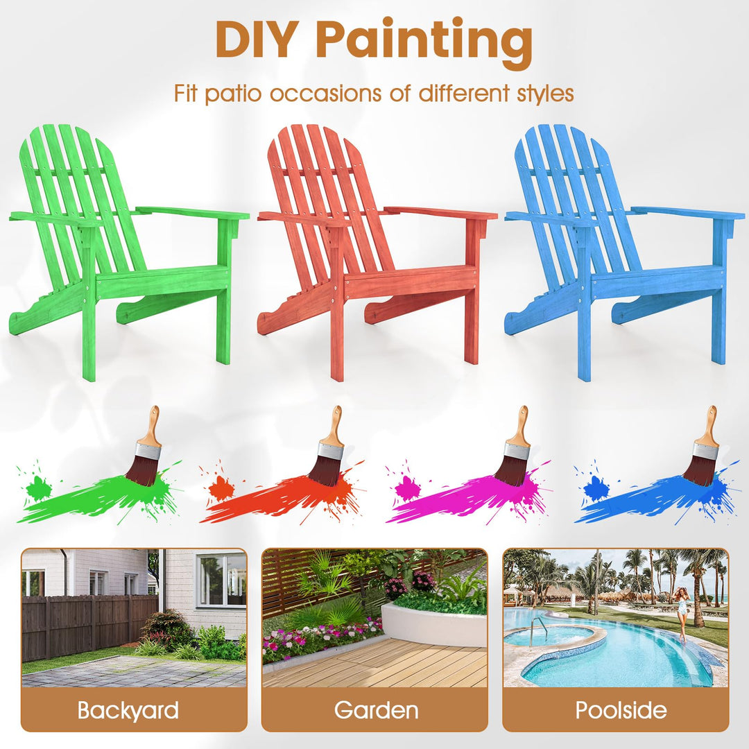Giantex Acacia Wood Patio Adirondack Chair with Inclined Seat and High Backrest