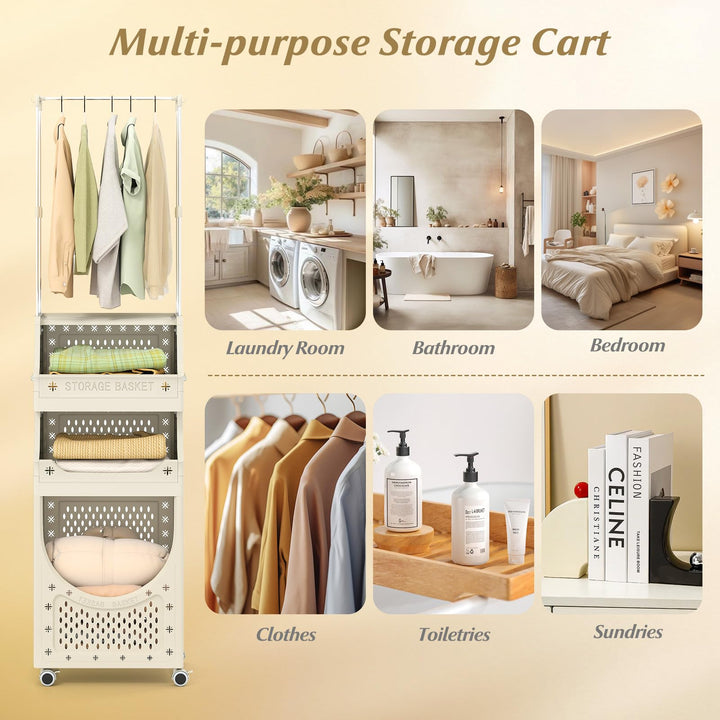 Giantex 4-Tier Laundry Cart with Hanging Rack