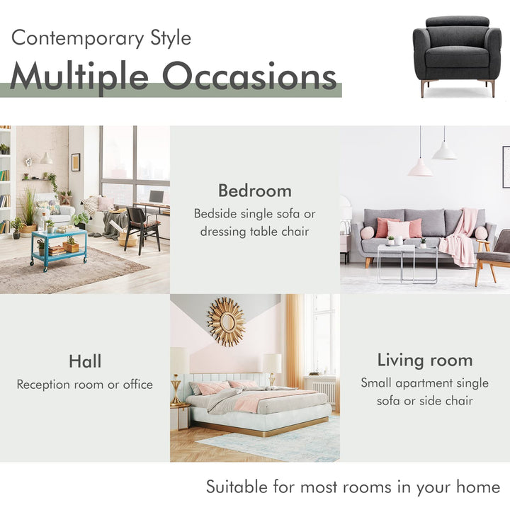 Giantex Accent Chair, Upholstered Single Sofa Chair with Adjustable Headrest