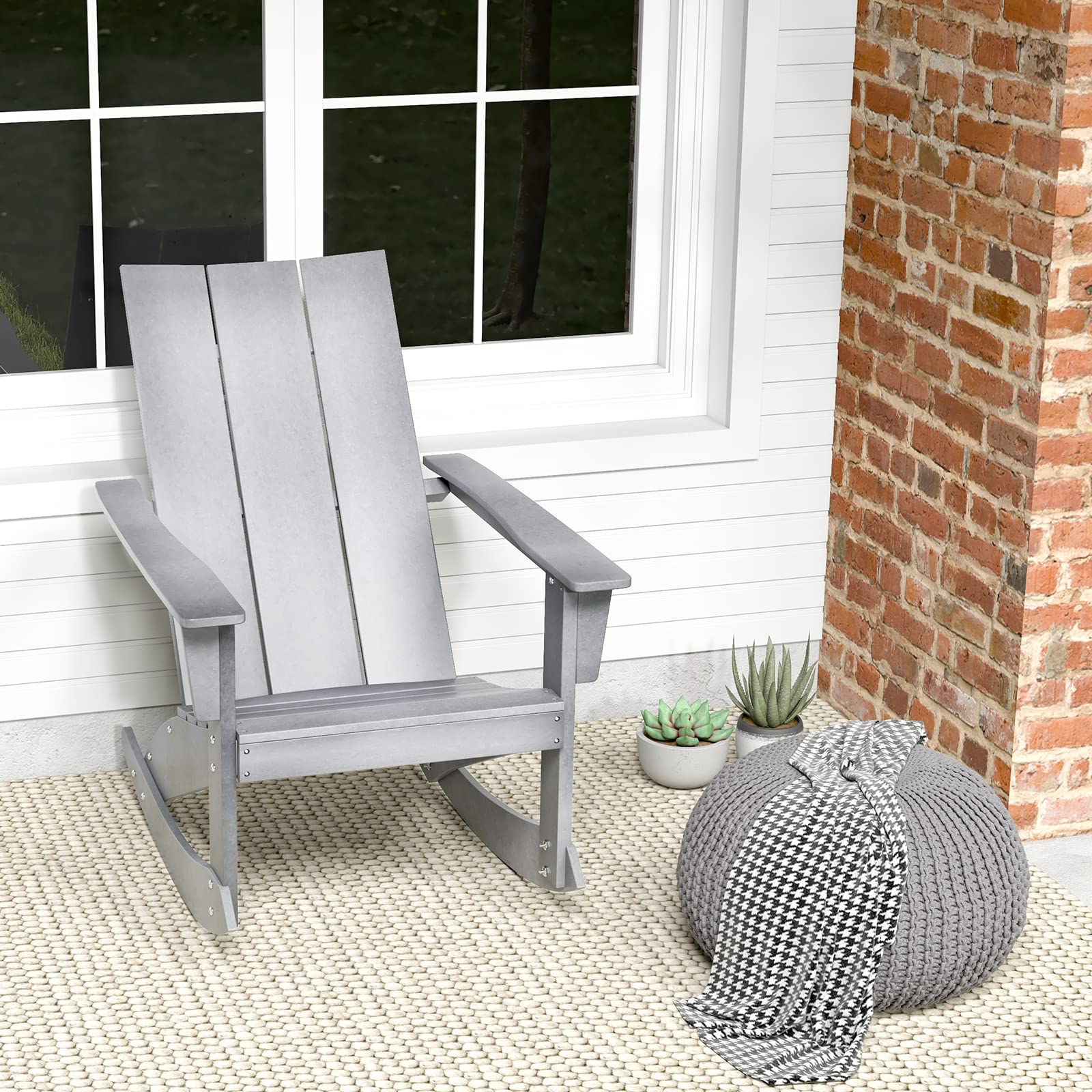 Giantex Outdoor Rocking Chairs for Porch - Waterproof HDPE Adirondack Rocker, 330lbs Weight Capacity
