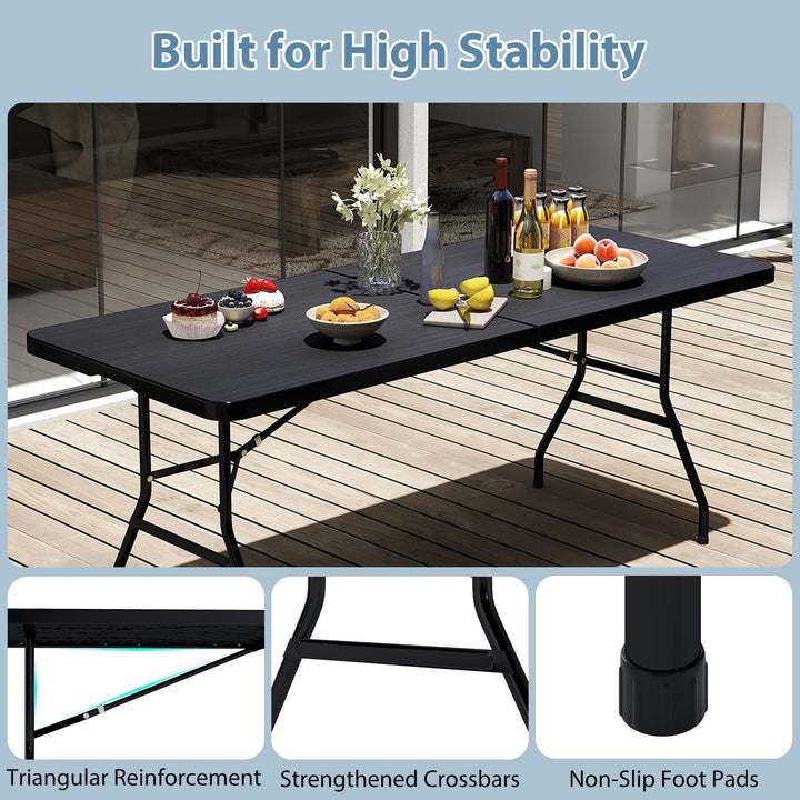 Giantex Folding Picnic Table 6FT Portable Foldable Tables for Party BBQ Metal Legs