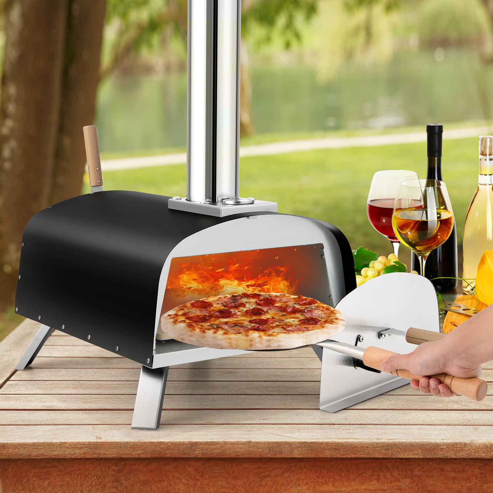 Wood Pellet Pizza Big Horn Pizza Oven Giantex Pizza Oven Outdoor, Propane And Wood Fired Pizza Maker