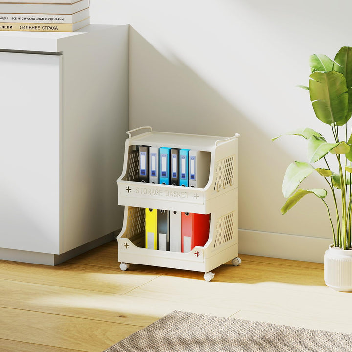 Giantex 3-Tier Rolling Laundry Cart with Wheels Folding Laundry Basket w/Handles & Hooks