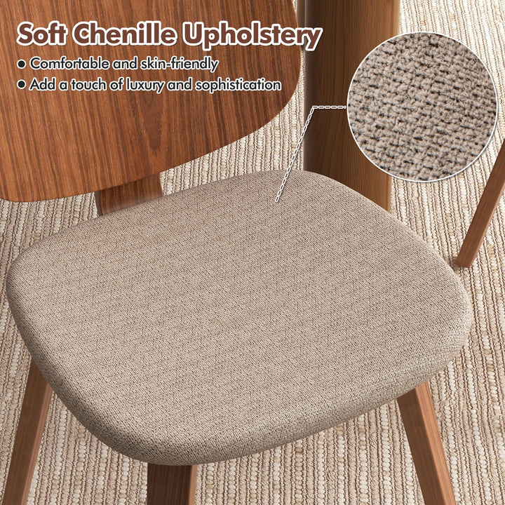 Giantex Wooden Dining Chairs Set of 2/4 Chenille Fabric Upholstered Kitchen Chair w/Bentwood Frame