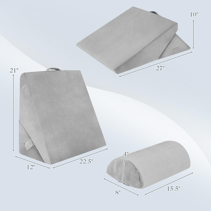 Giantex Bed Wedge Pillow for Sleeping, 12 Inch Adjustable Triangle Pillow with Air Memory Foam