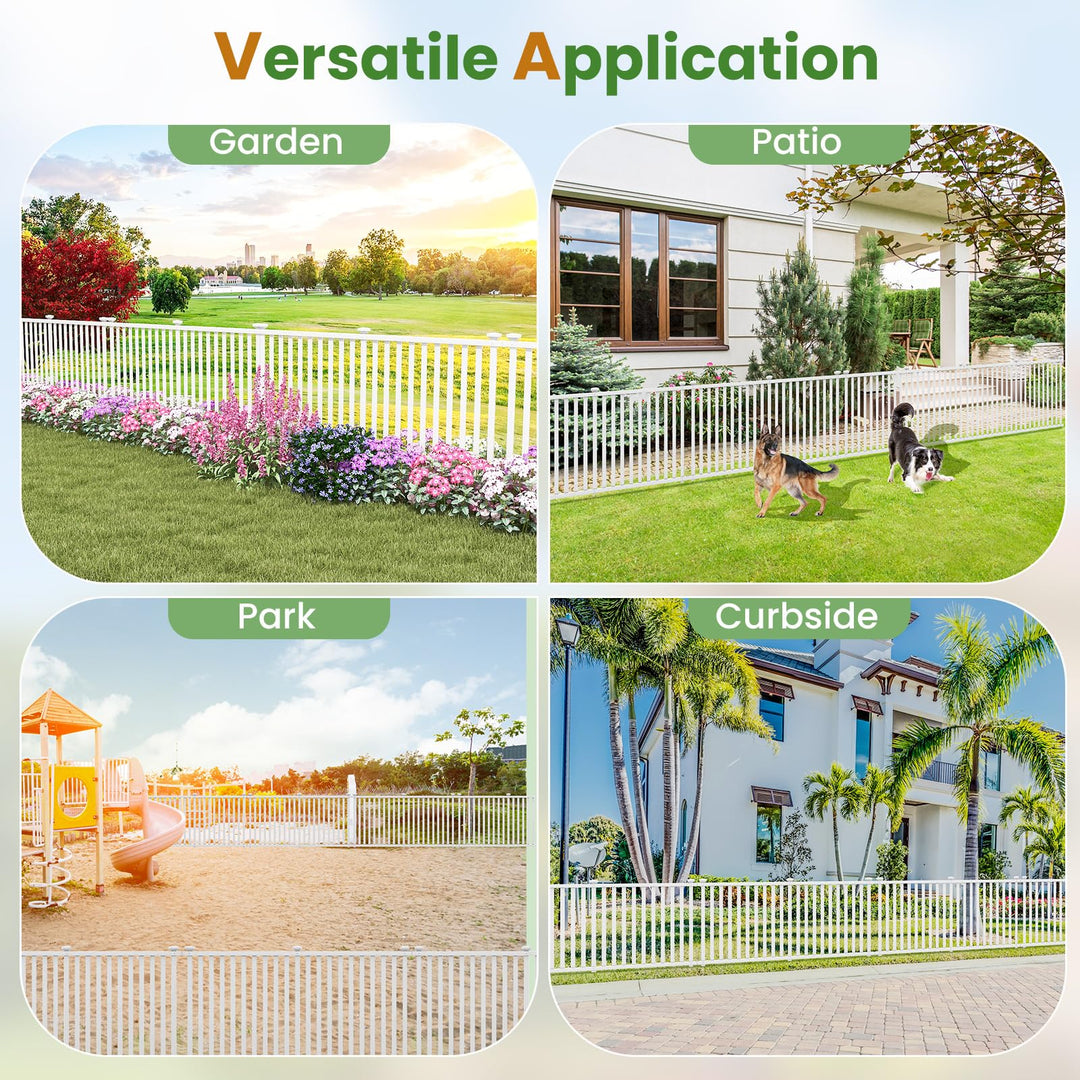 Giantex White Picket Fence - 2 Panels, 80''W x 37.5''H Decorative Outdoor Garden Fence