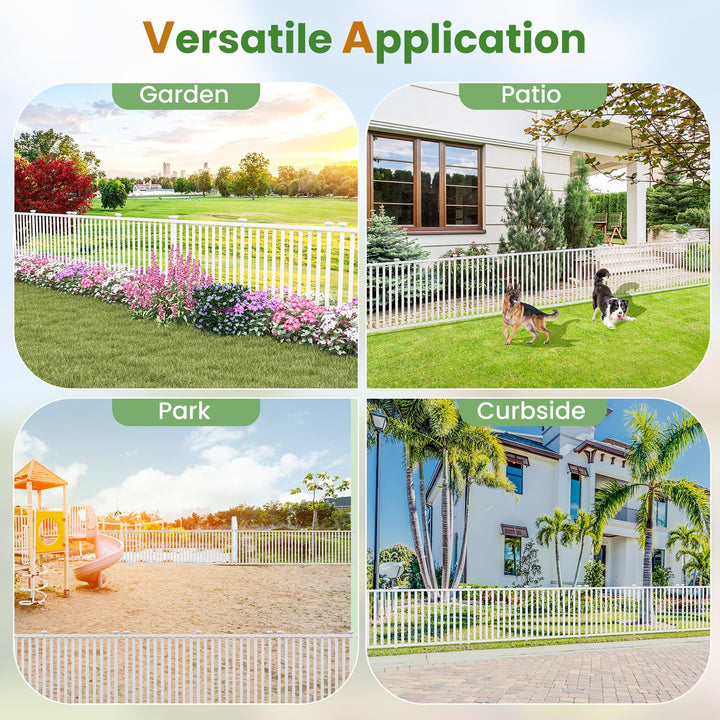 Giantex White Picket Fence - 2 Panels, 80''W x 37.5''H Decorative Outdoor Garden Fence
