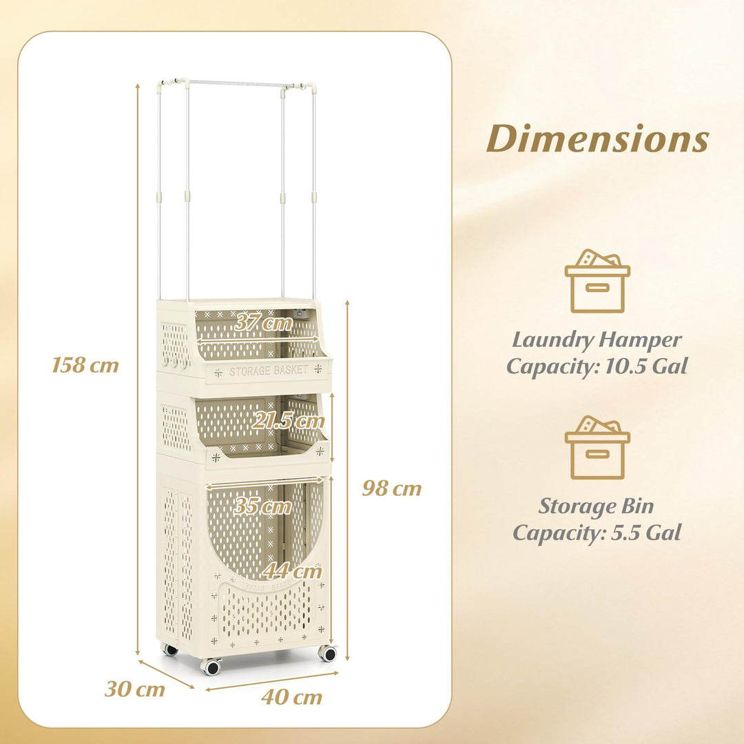 Giantex 4-Tier Laundry Cart with Hanging Rack