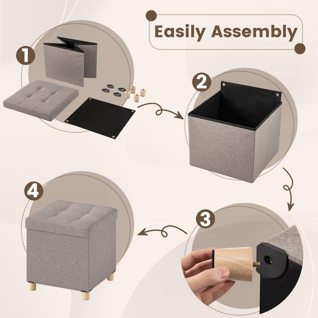 Giantex 18 Inches Ottoman with Storage and Rubber Wood Legs