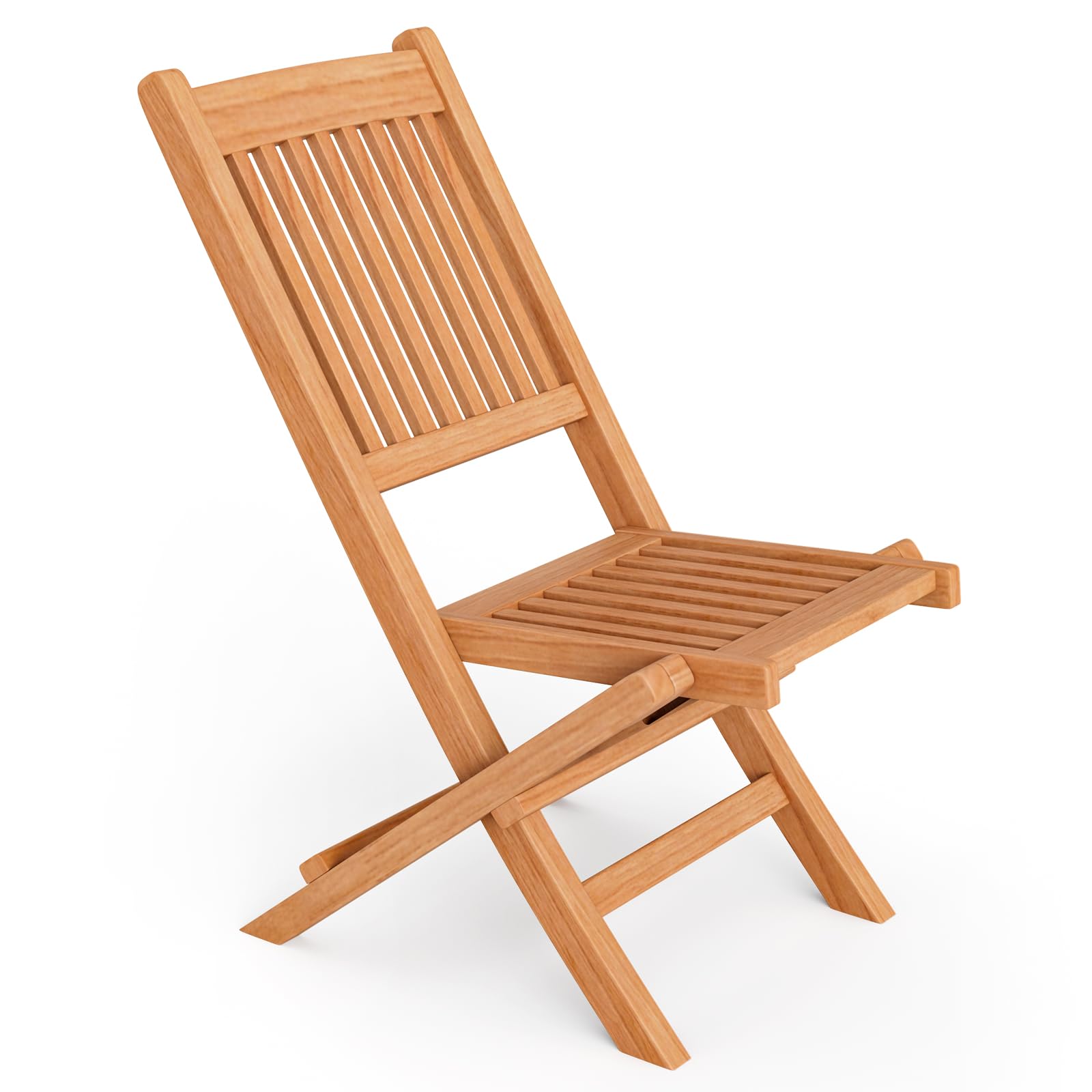 Giantex Patio Folding Chairs, Solid Teak Wood Outdoor Chairs with Slatted Seat & Back