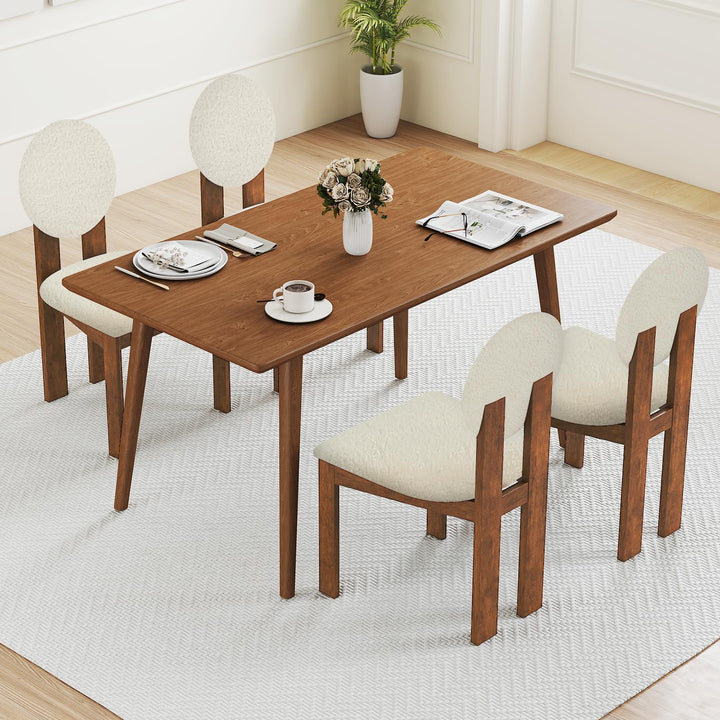 Giantex Sherpa Dining Chairs Set of 2/4 Mid Century Modern Kitchen Chairs w/Rubber Wood Legs