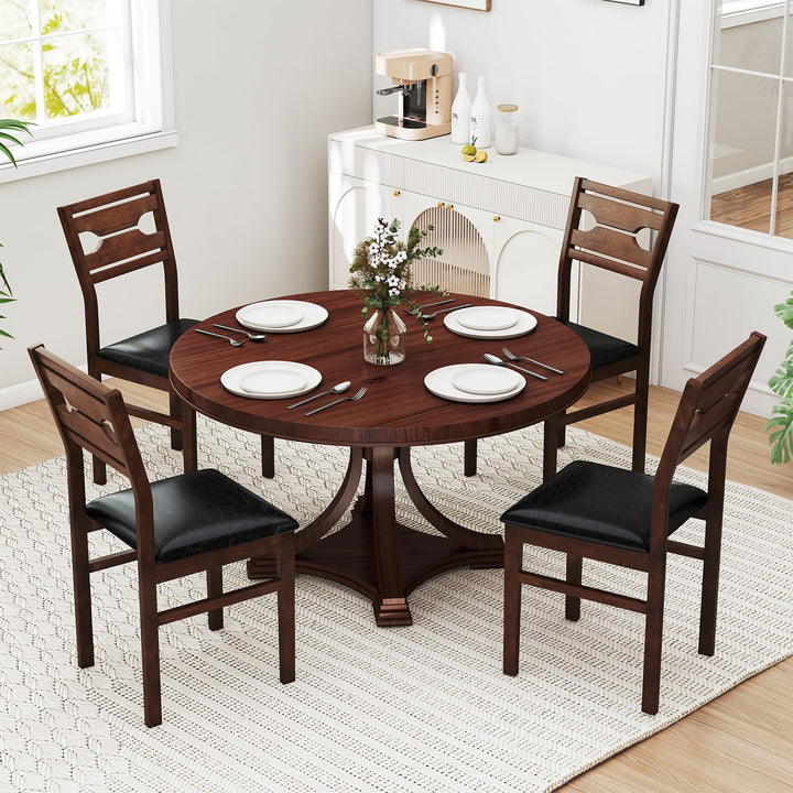 Giantex Wooden Dining Chairs Set of 2/4 PU Leather Upholstered Kitchen Armless Chair