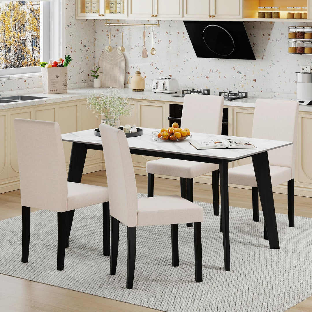 Giantex Upholstered Dining Chair Set of 2/4 Mid Century Modern Fabric Kitchen Chairs with Thick Padded Seat