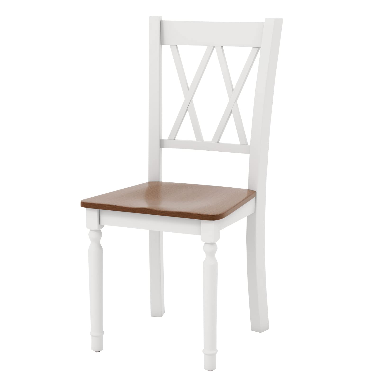 Giantex Dining Room Chairs Set of 4 White - Wooden Farmhouse Kitchen Chairs with Rubber Wood Seat