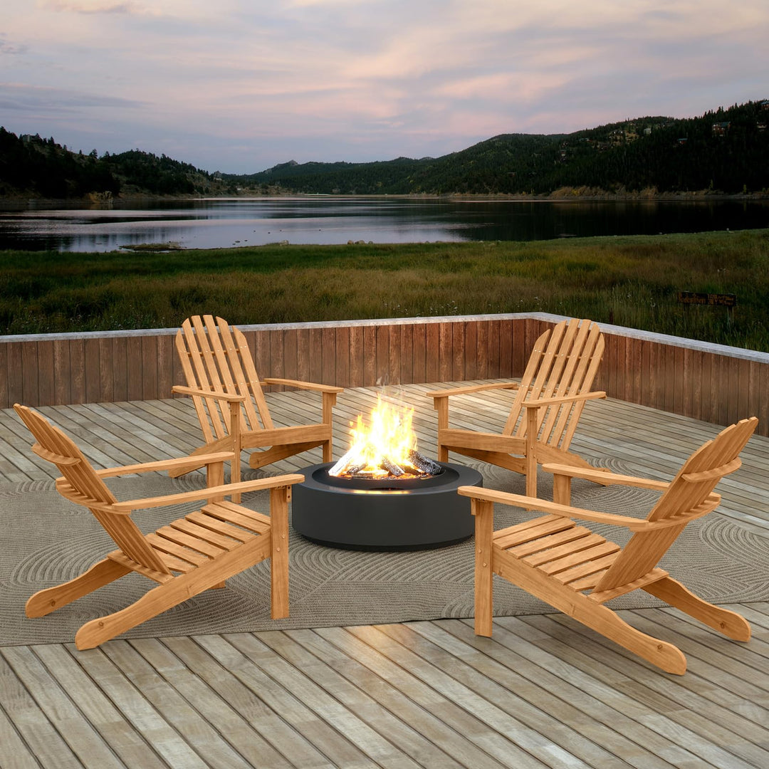 Giantex Acacia Wood Patio Adirondack Chair with Inclined Seat and High Backrest