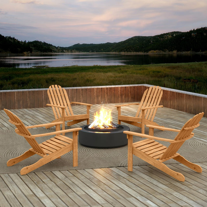 Giantex Acacia Wood Patio Adirondack Chair with Inclined Seat and High Backrest