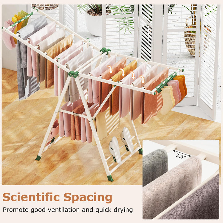 Giantex 64 Inches Clothes Drying Rack with Height Adjustable Wings