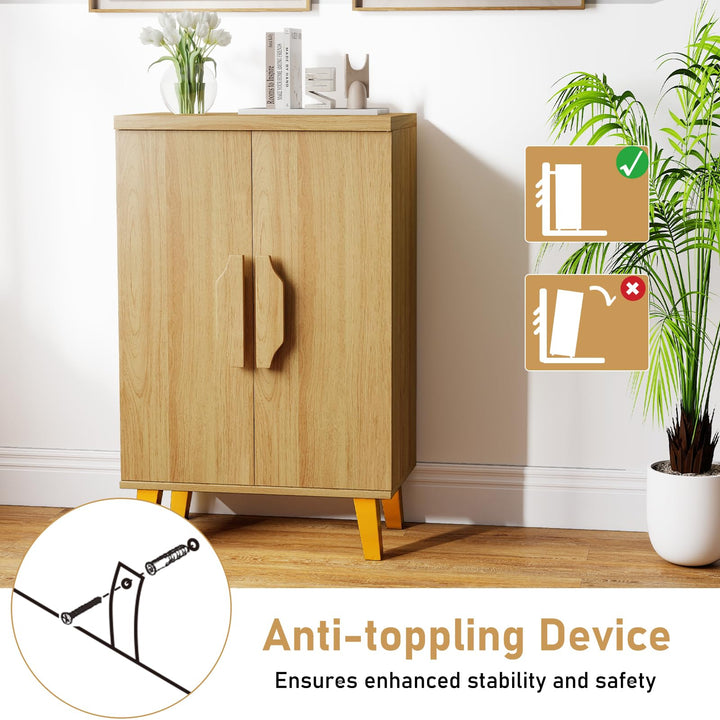 Giantex Sideboard Buffet Cabinet, Kitchen Storage Cabinet with Double Doors & Removable Shelves (Natural Oak,1)