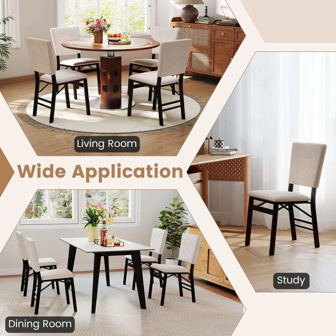 Giantex Foldable Dining Chair Set of 2/4 Armless Kitchen Chair with Padded Seat and Tilt Backrest