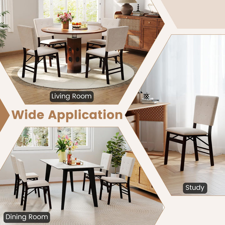 Giantex Foldable Dining Chair Set of 2/4 Armless Kitchen Chair with Padded Seat and Tilt Backrest