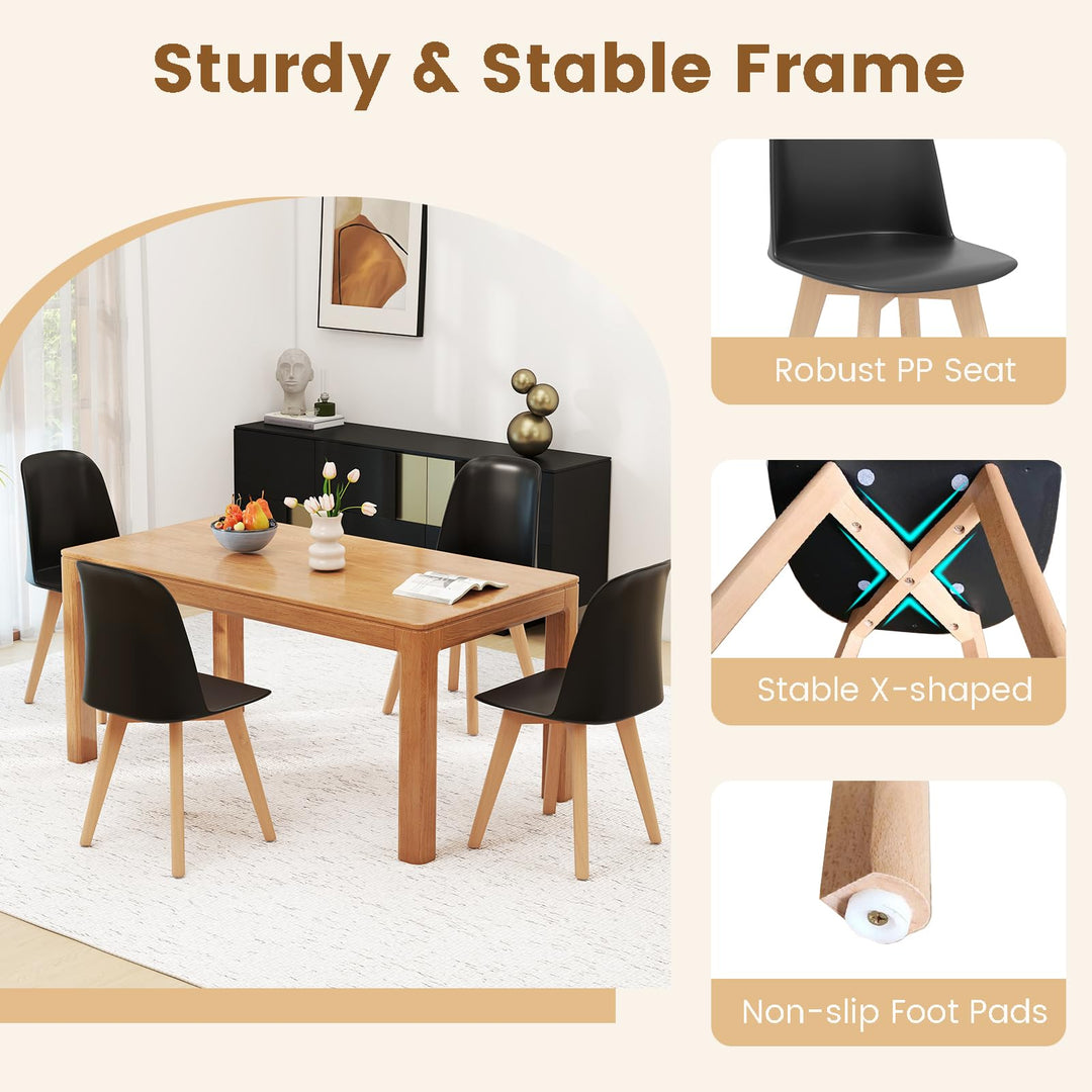 Giantex Modern Dining Chairs Set of 2/4 Armless Kitchen Chair w/Solid Beech Wood Legs