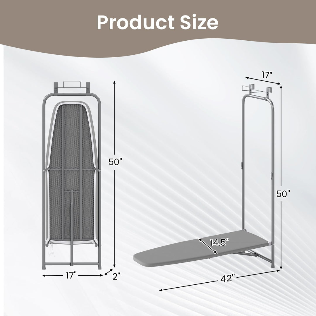 Giantex Over The Door Ironing Board with Iron Holder Space-Saving Hanging Iron Board