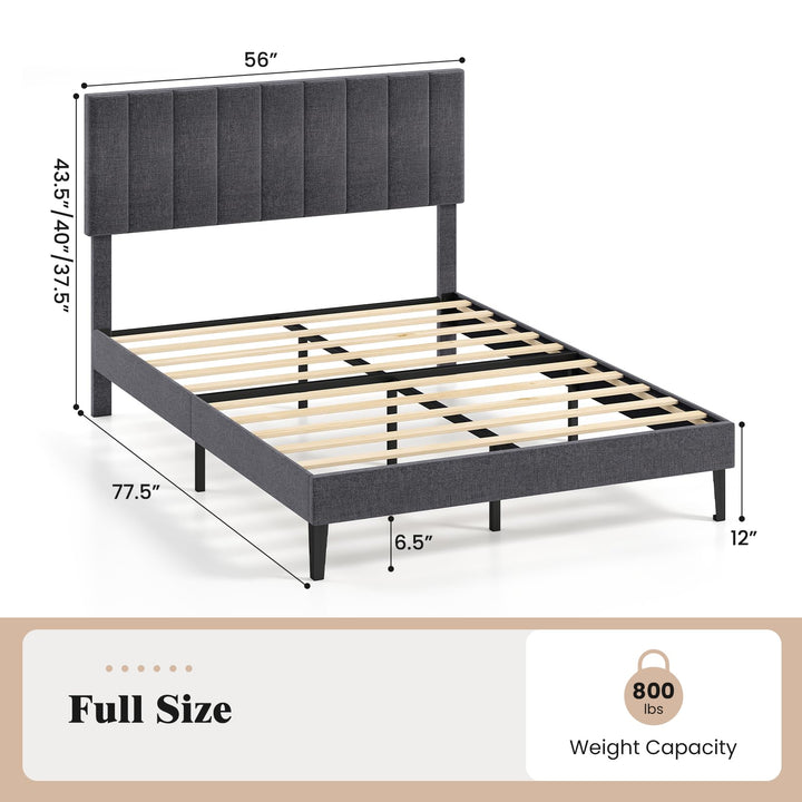 Giantex Upholstered Bed Frame Platform Bed with Height Adjustable Vertical Channel Headboard