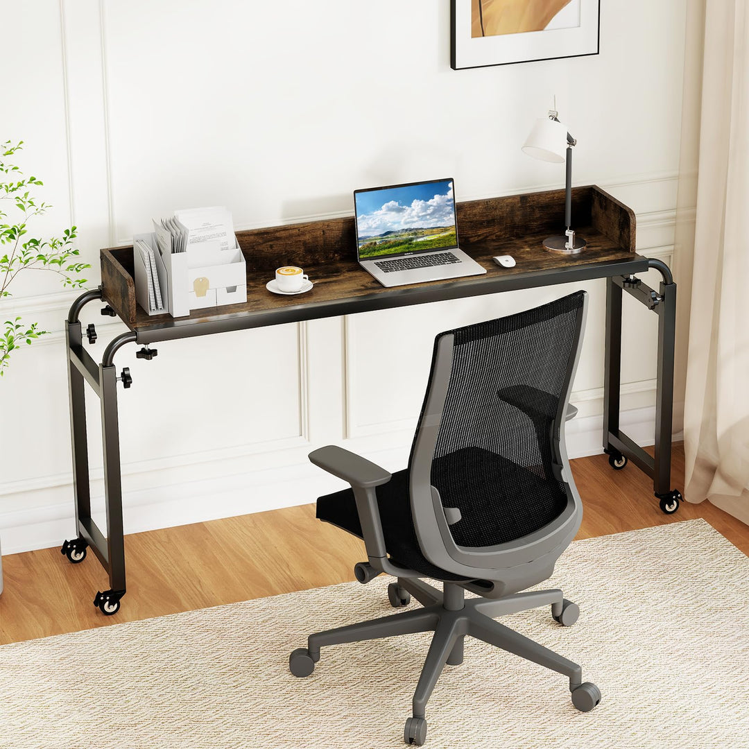 Giantex Overbed Table with Wheels 81" Queen Size Bed Desk with Adjustable Height and Length