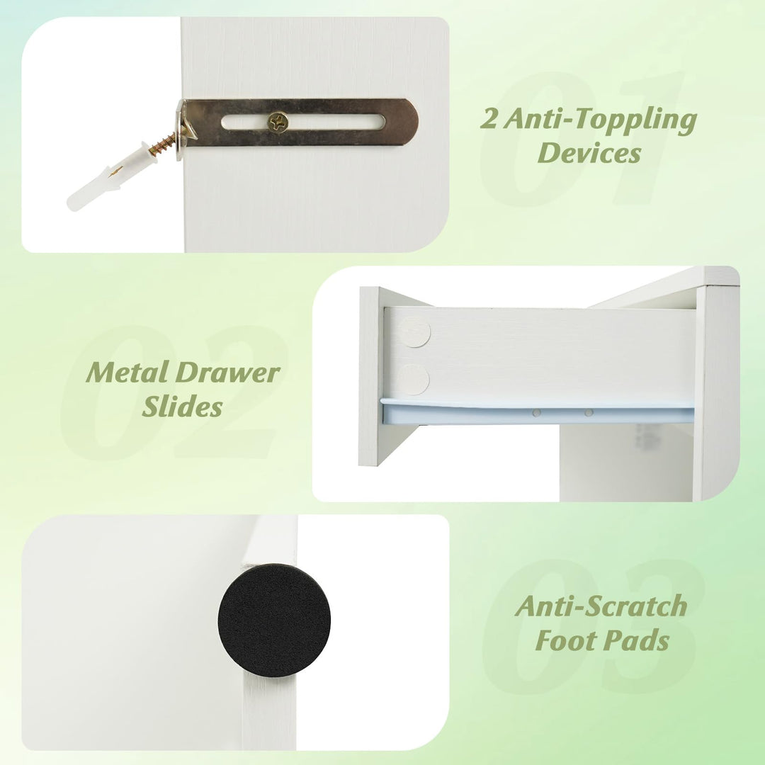 CHARMAID 31.5 Inches Vanity Desk with 3 Lighting Modes and Storage Shelves