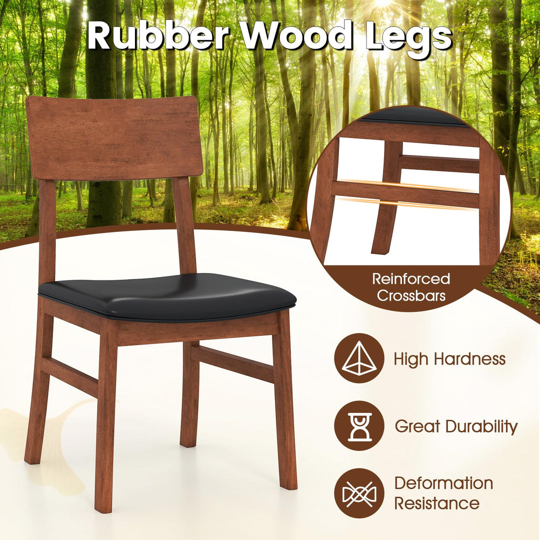 Giantex Wooden Dining Chairs Set Kitchen Side Chairs w/Rubber Wood Legs Faux Leather Upholstered Seat