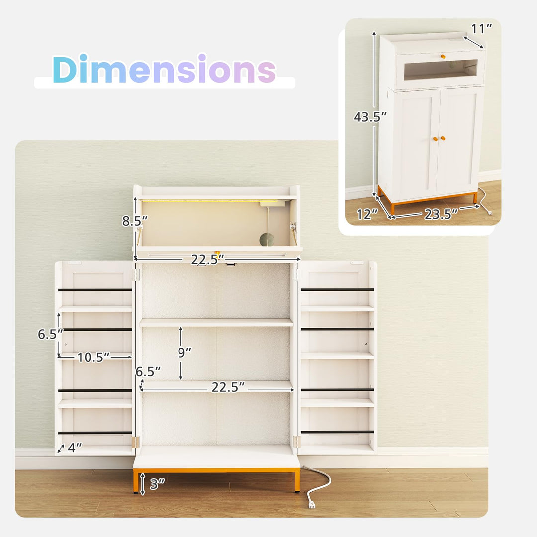 Giantex Sideboard Buffet Cabinet with LED Light Power Outlet, 2-Door Food Pantry Cabinet