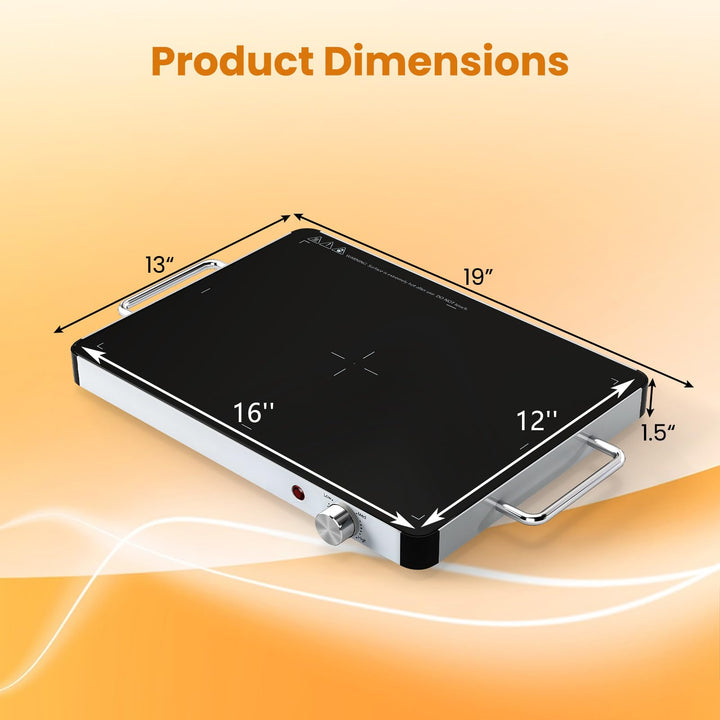 Giantex Electric Warming Tray 16'' x 12'' - Tempered Glass Buffet Server & Food Warmer