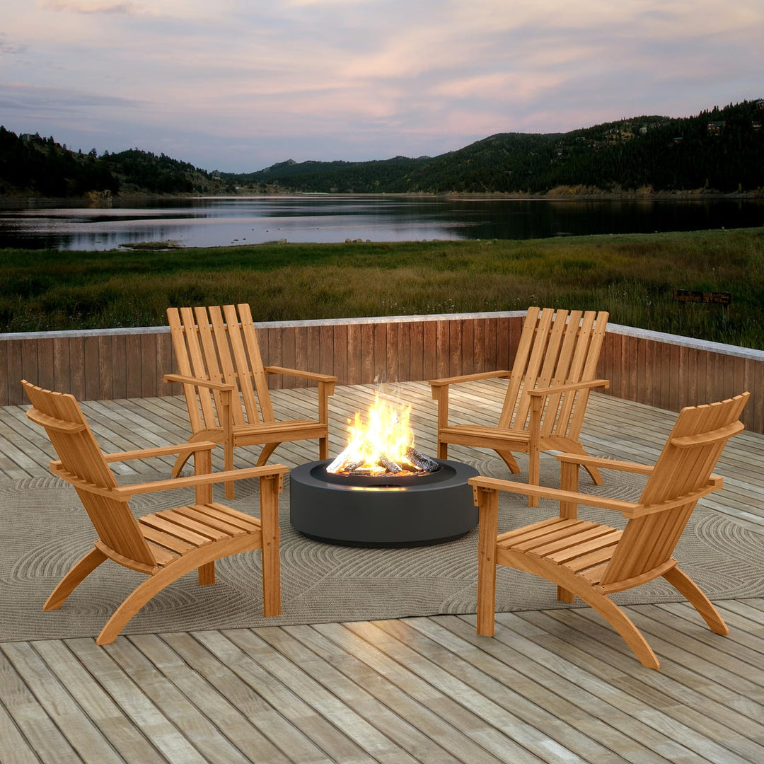 Giantex Acacia Wood Patio Adirondack Chair with Inclined Seat and High Backrest for Porch