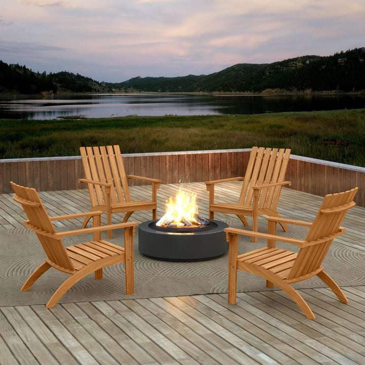 Giantex Acacia Wood Patio Adirondack Chair with Inclined Seat and High Backrest for Porch