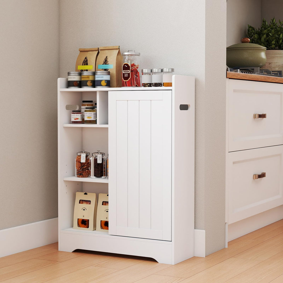 Giantex Bathroom Slim Storage Cabinet w/2 Sliding Doors & Adjustable Shelves