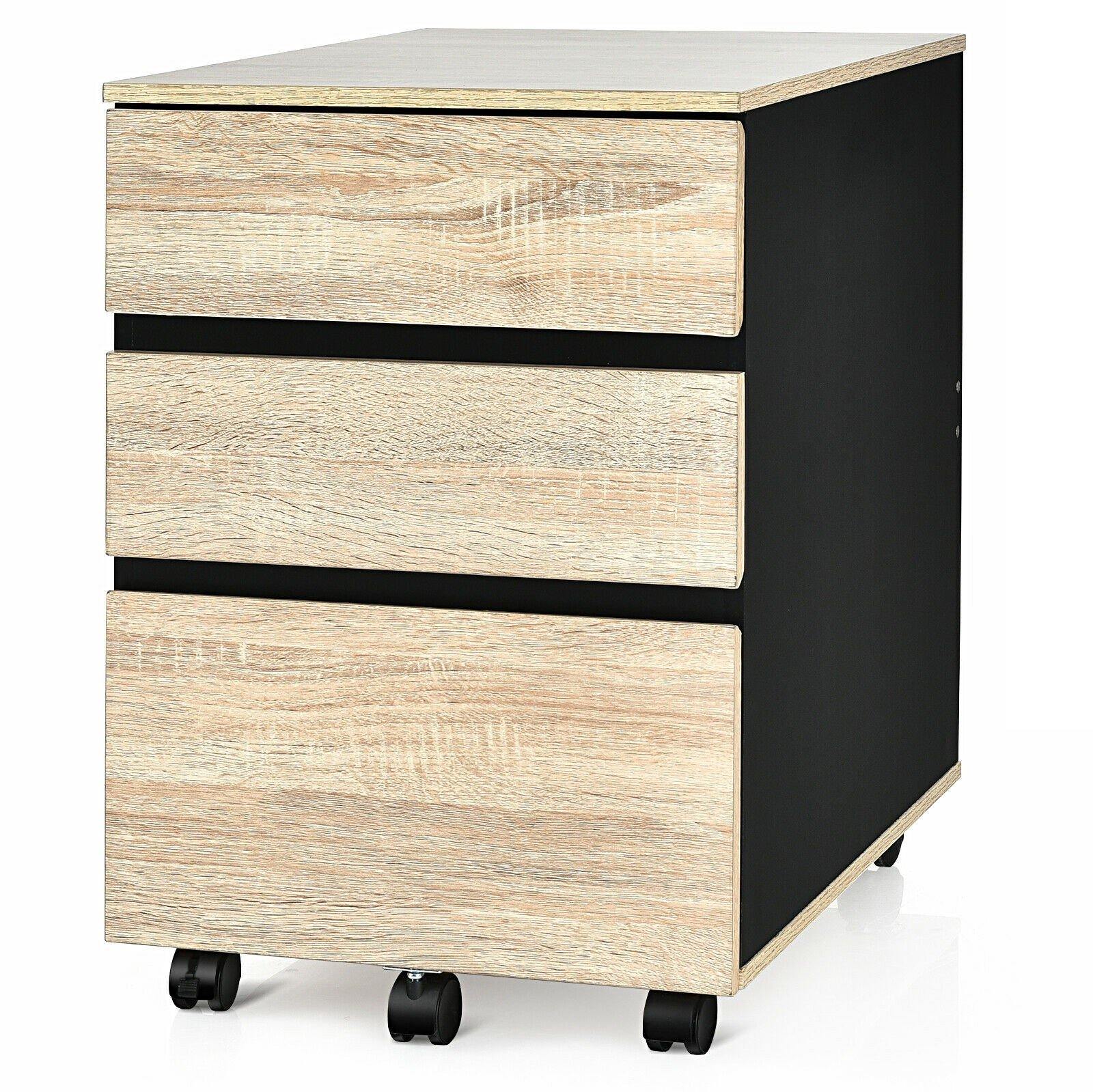 3-Drawer Mobile File Cabinet Under Desk for Legal Letter File Home Storage - Giantexus