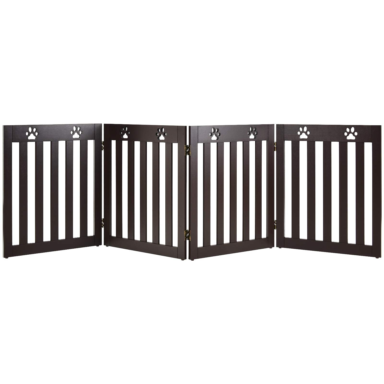 Giantex Wooden Freestanding Pet Gate, 4 Panel-24 inch Height Step Over Fence