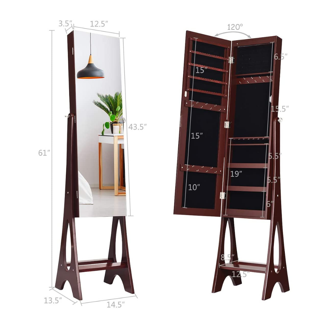12 LEDs Jewelry Armoire Cabinet with Full-length Mirror - Giantex