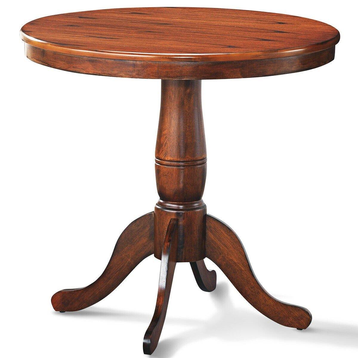 Table 30" Wooden Round Pub Pedestal Side Table (30 Inch) - Giantexus