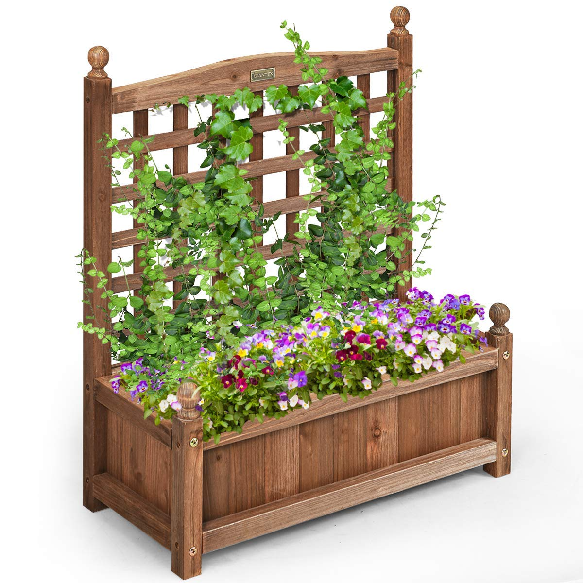 free standing trellis planter Giantex Wood Free Standing Plant Raised Bed with Trellis – Giantexus