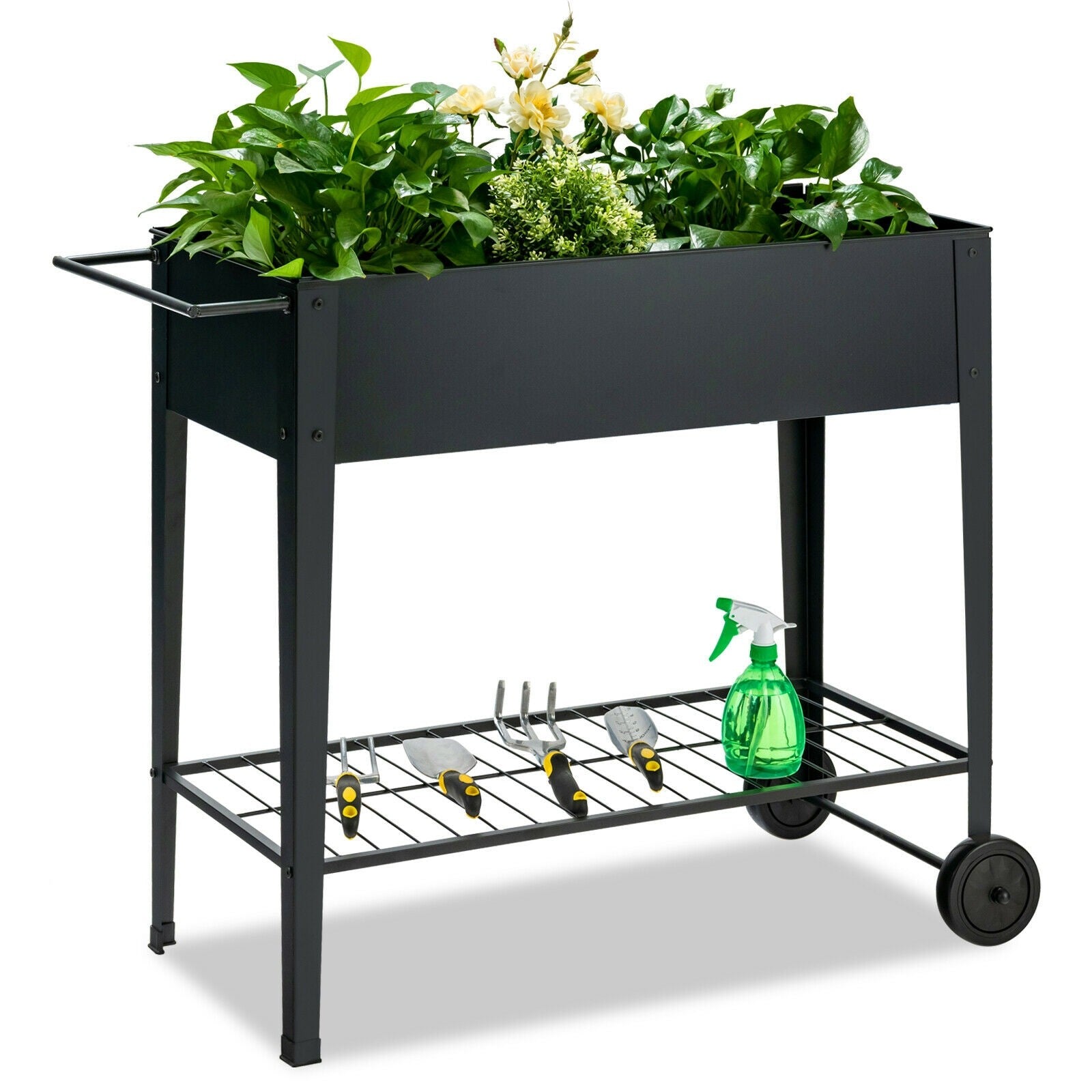Outdoor Raised Garden Bed on Wheels with Legs