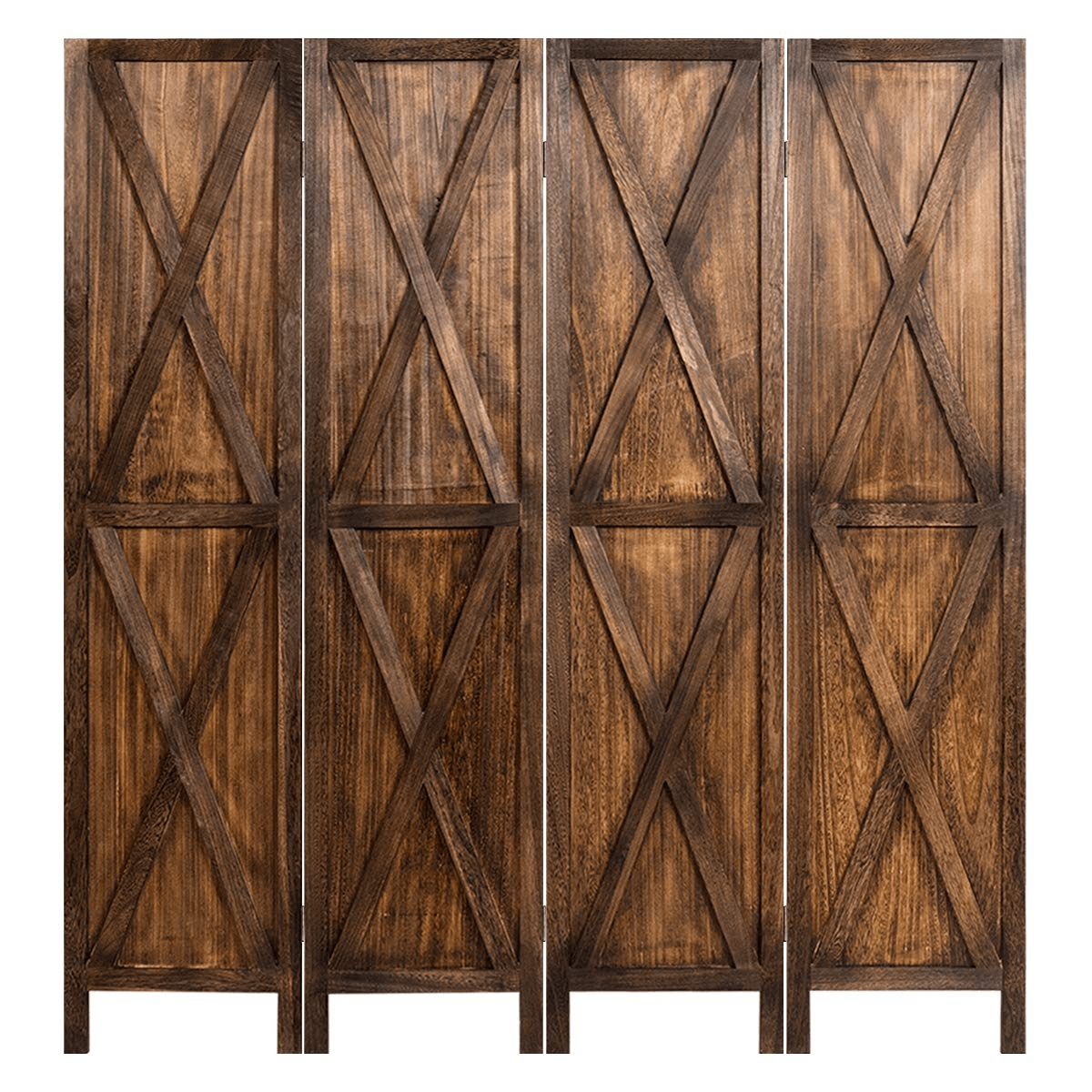 Giantex 4 Panel 5.6 Ft Wood Room Dividers, Freestanding Partition Decorative Screen - Giantexus