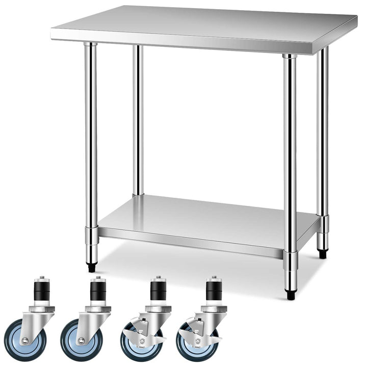 Giantex Food Prep Table, Commercial Kitchen Work Table w/ 4 Casters