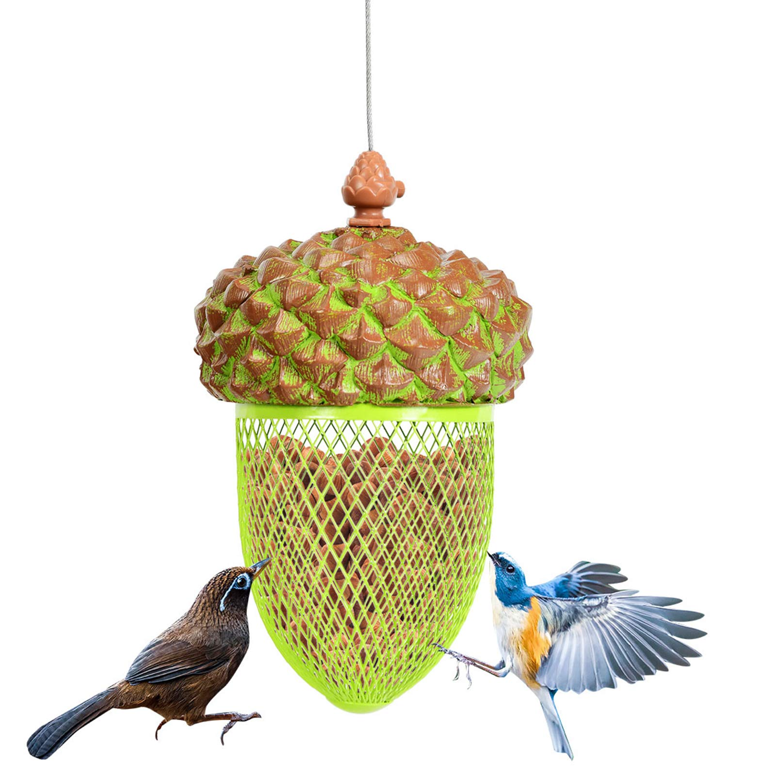 Giantex Metal Acorn Bird Feeder, Outdoor Hanging Food Dispenser with Stainless Steel Wire and Iron Grid