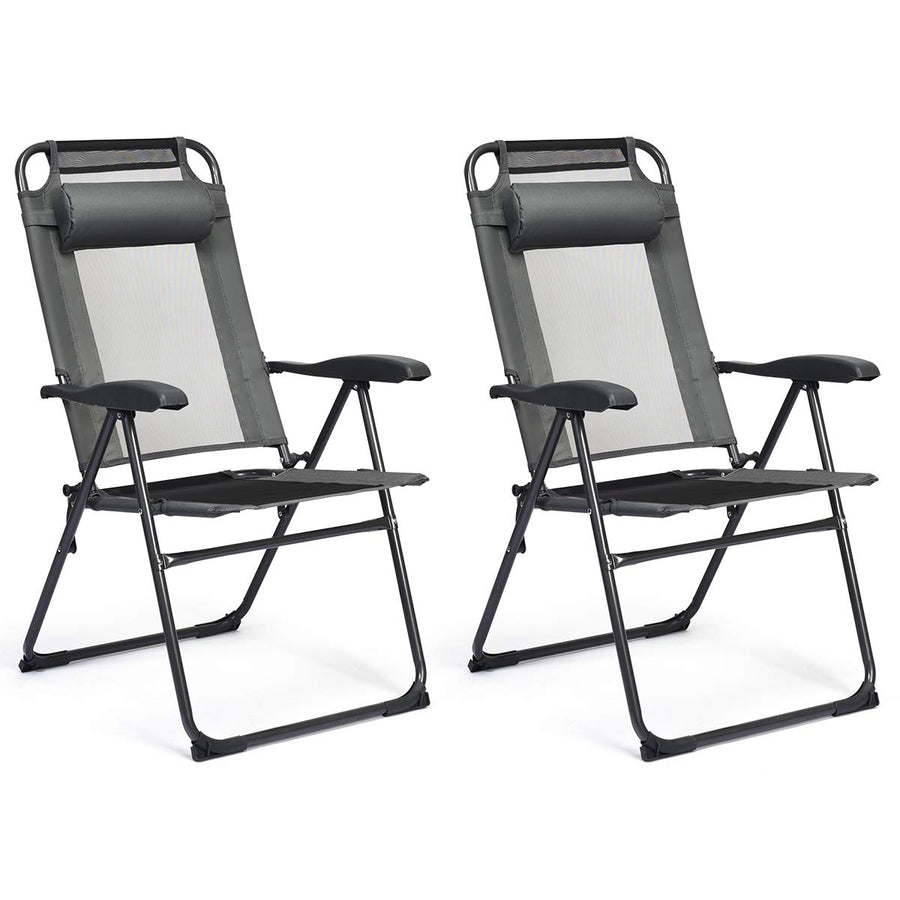 Giantex Set of 2 Patio Dining Chairs, Folding Lounge Chairs with 7 Level Adjustable Backrest