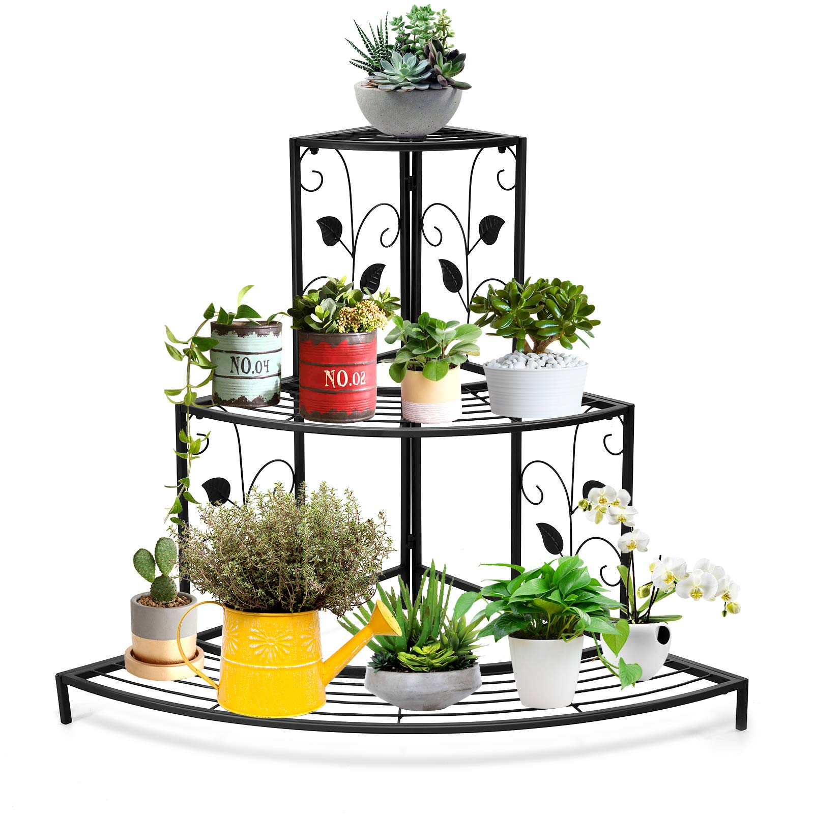 corner plant rack Giantex 3 Tiers Corner Shelf Metal Plant Stand – Giantexus