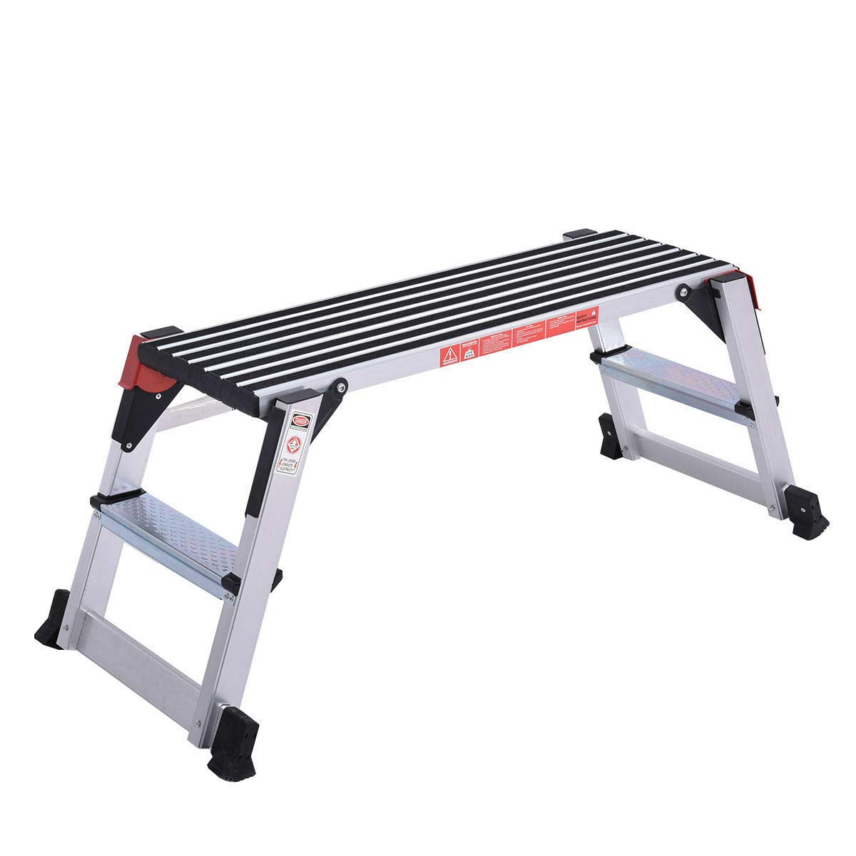 Giantex Aluminum Platform Non-Slip Folding Work Bench Drywall Stool Ladder 330lbs Capacity