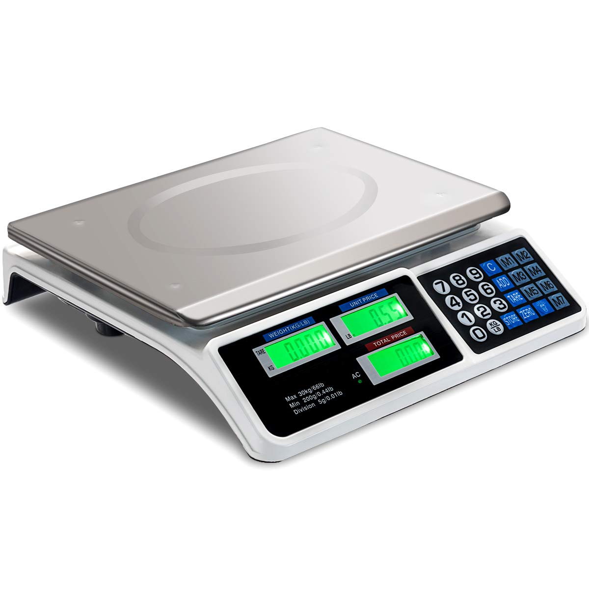 Giantex 66 lbs Digital Food Scale, Commercial LCD Digital Scale w/ Computing Price, Stainless Steel Electronic Scale - Giantexus