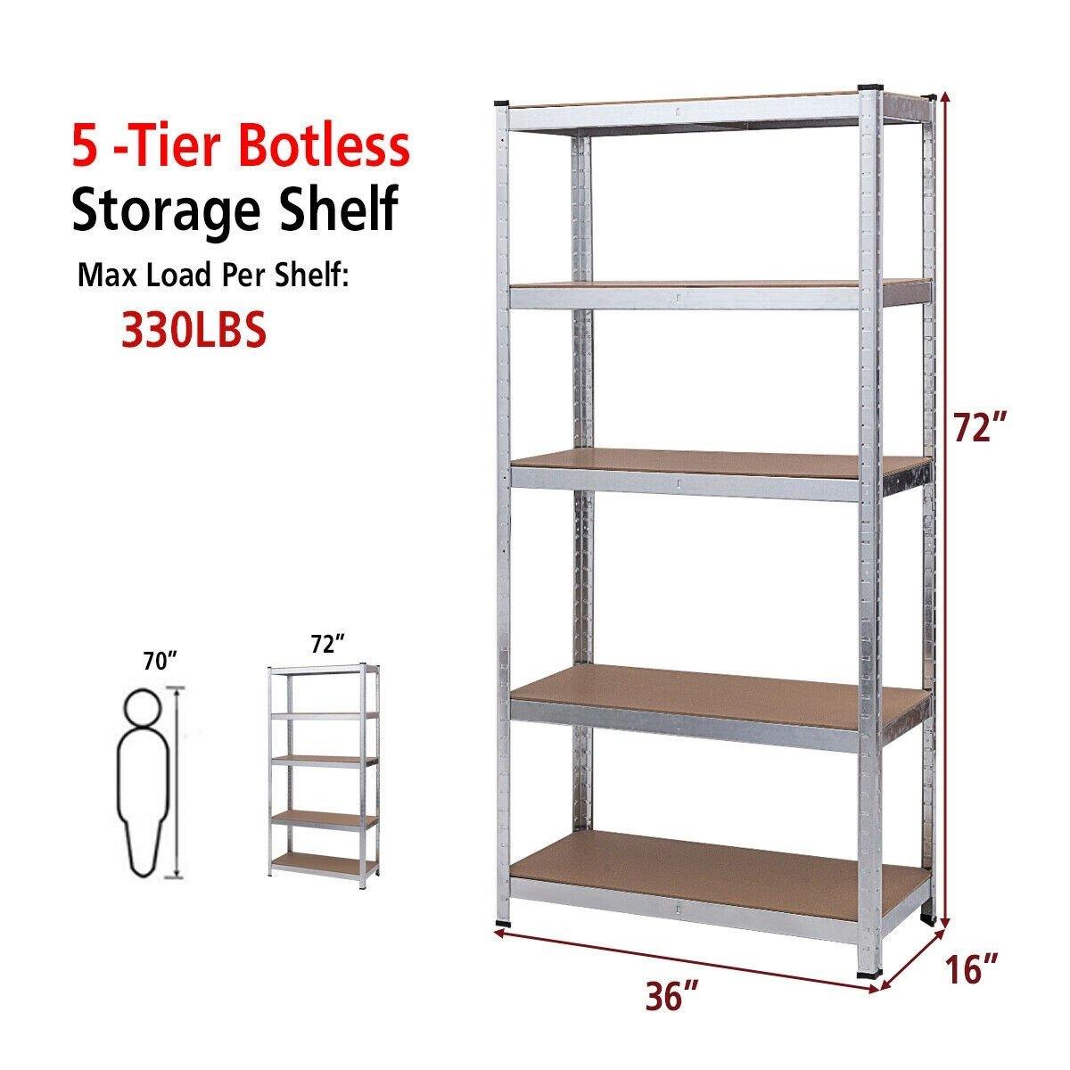 2 Pcs 5-Tier Storage Shelves, Garage Shelving Units - Giantexus