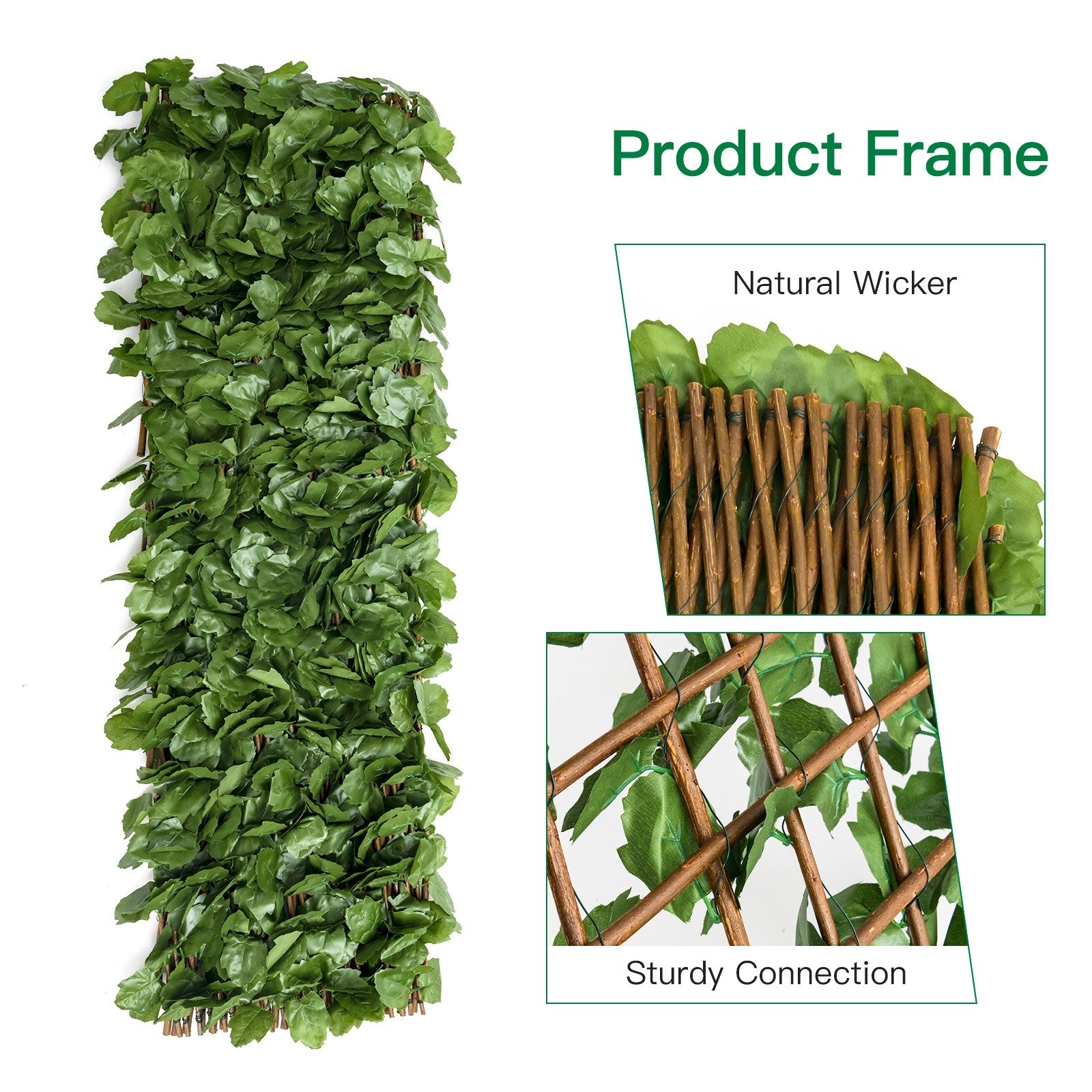 Giantex 3PCS Expandable Artificial Hedges Faux Ivy Leaves Fence